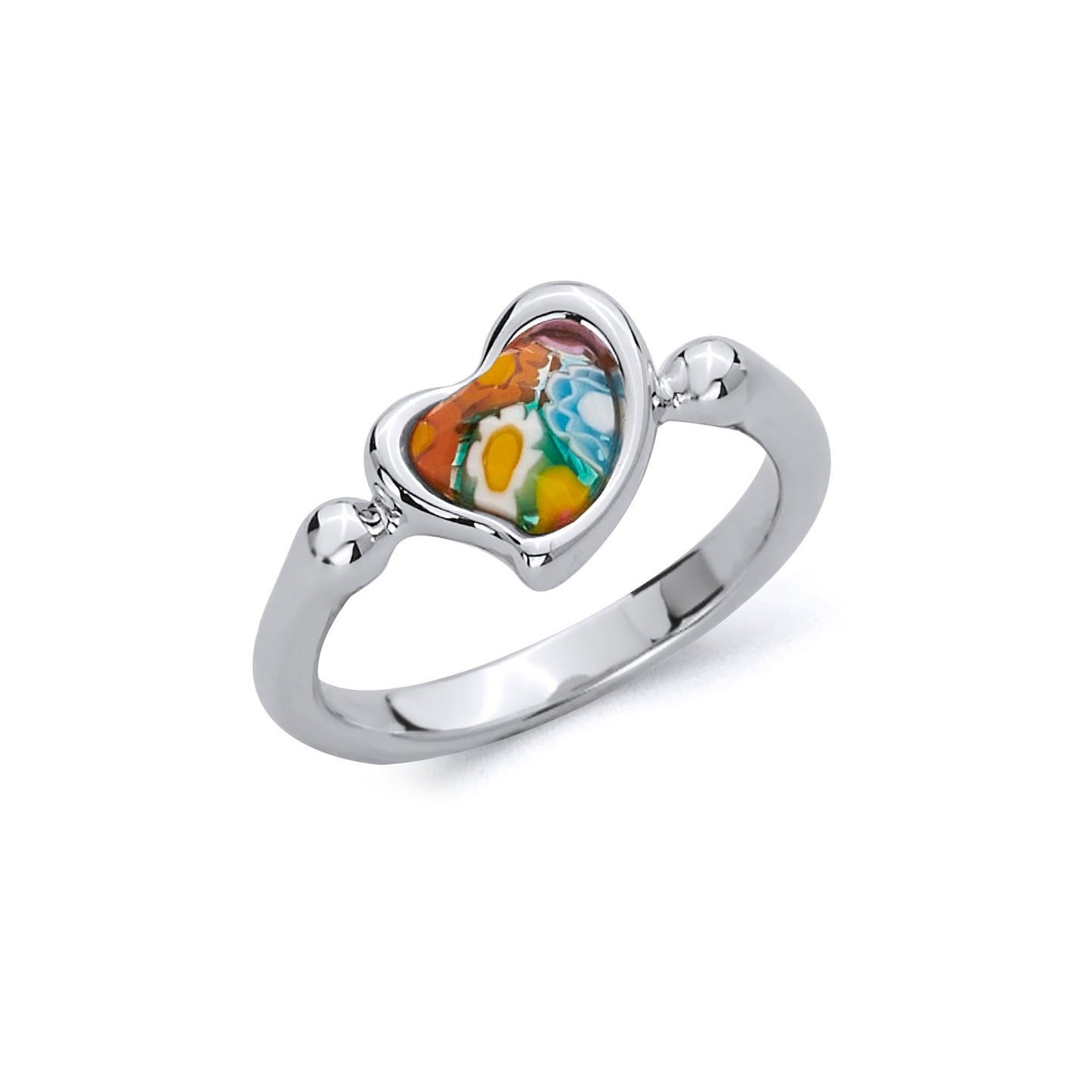 Millefiori Multicolor Swirl Heart Ring