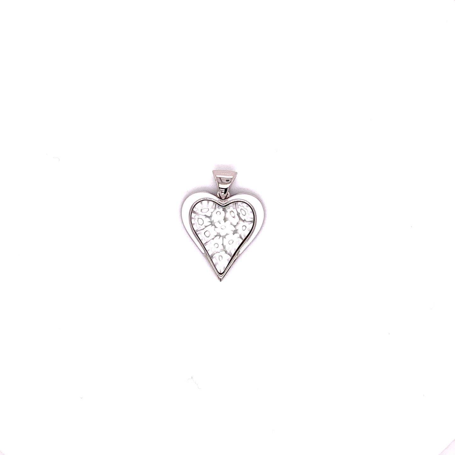 White Millefiori Heart Pendant
