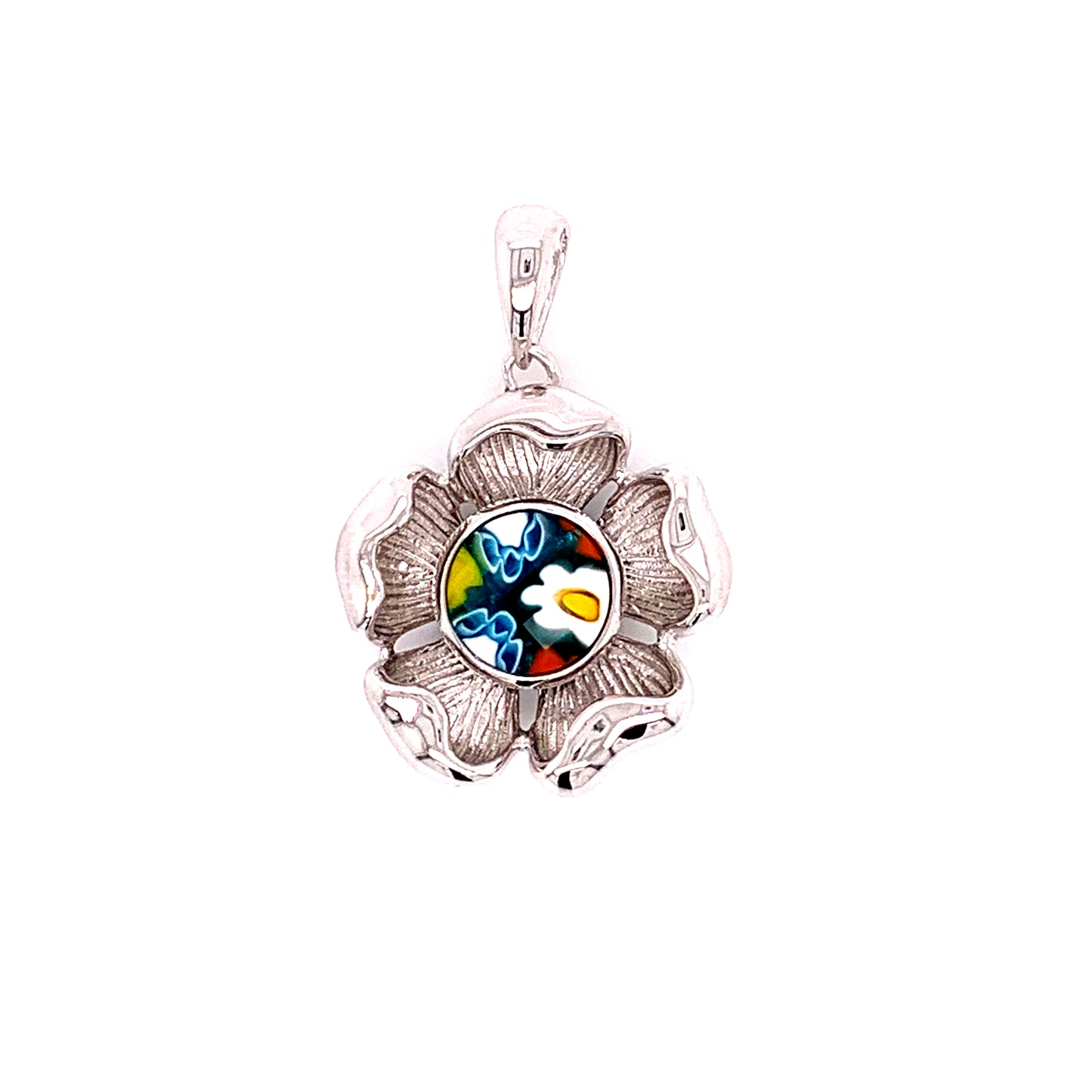 Round murano Glass Bezel Set Lotus Flower Pendant Lotus Flower Pendant