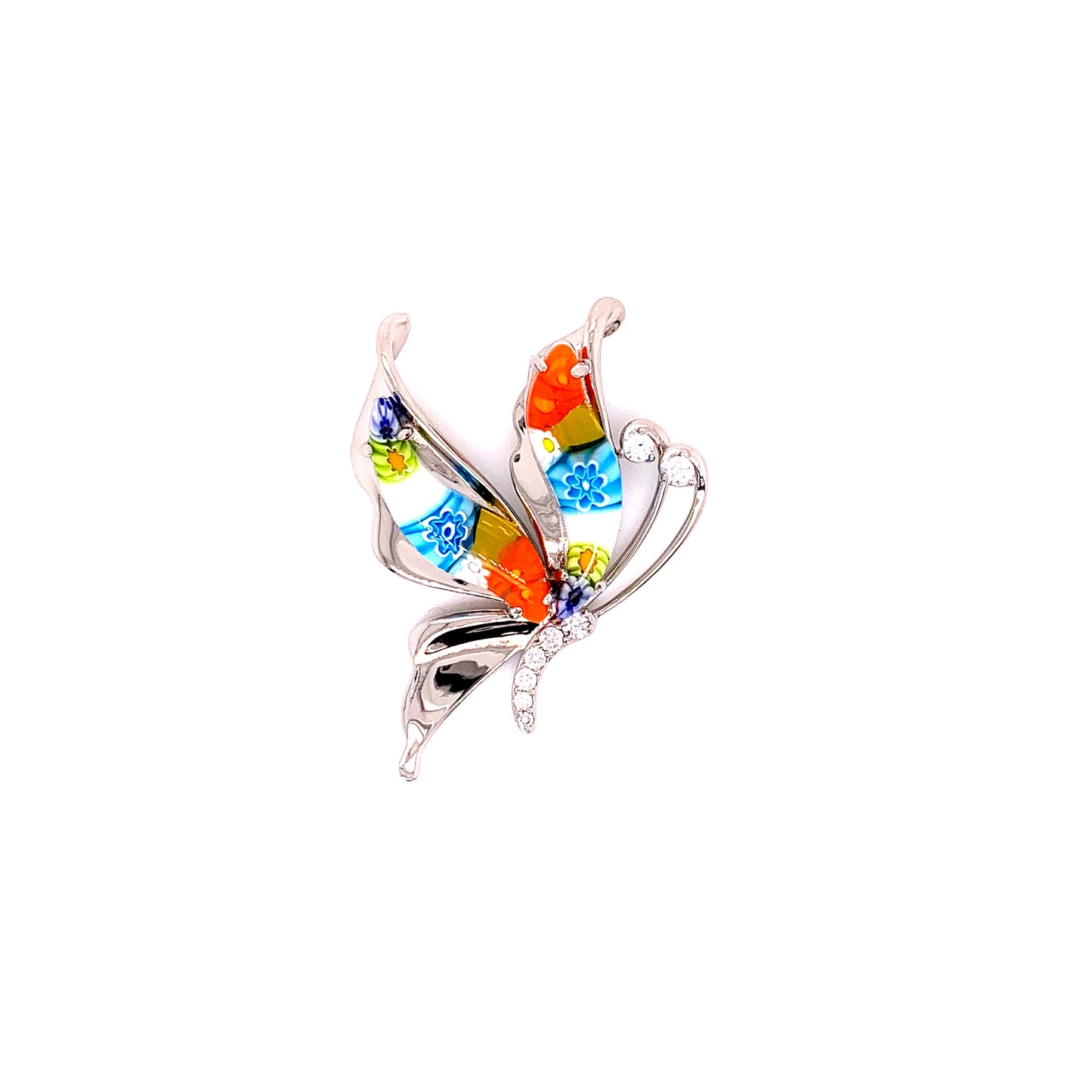 Millefiori Multicolor Butterfly Pendant