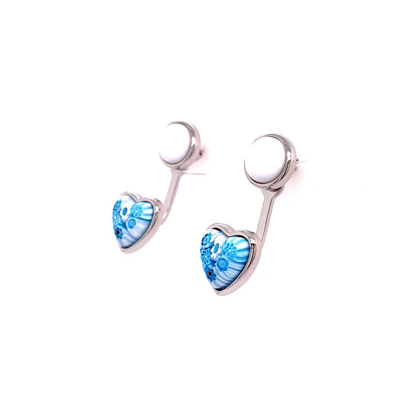 Heart Shaped Murano Glass Stud Earrings