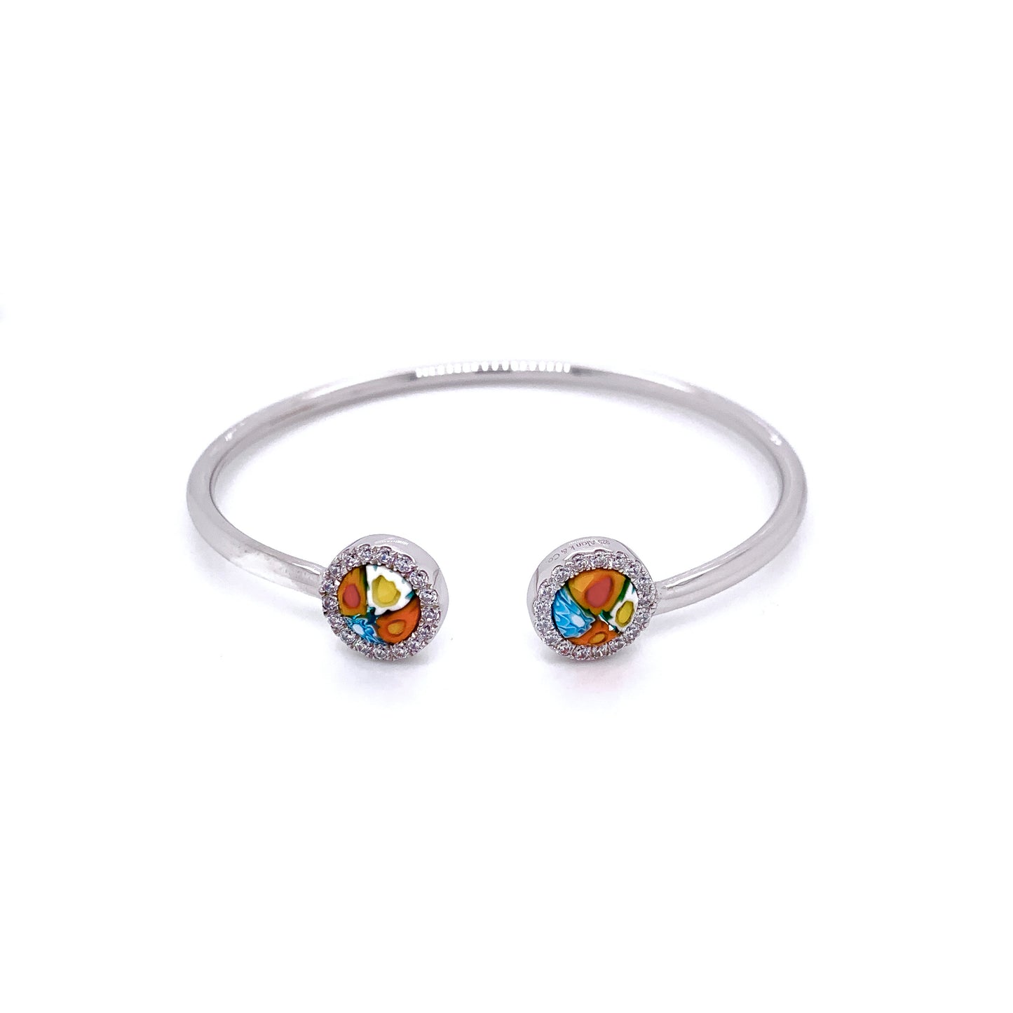 Millefiori Multicolor Cuff Murano Round Glass Bracelet