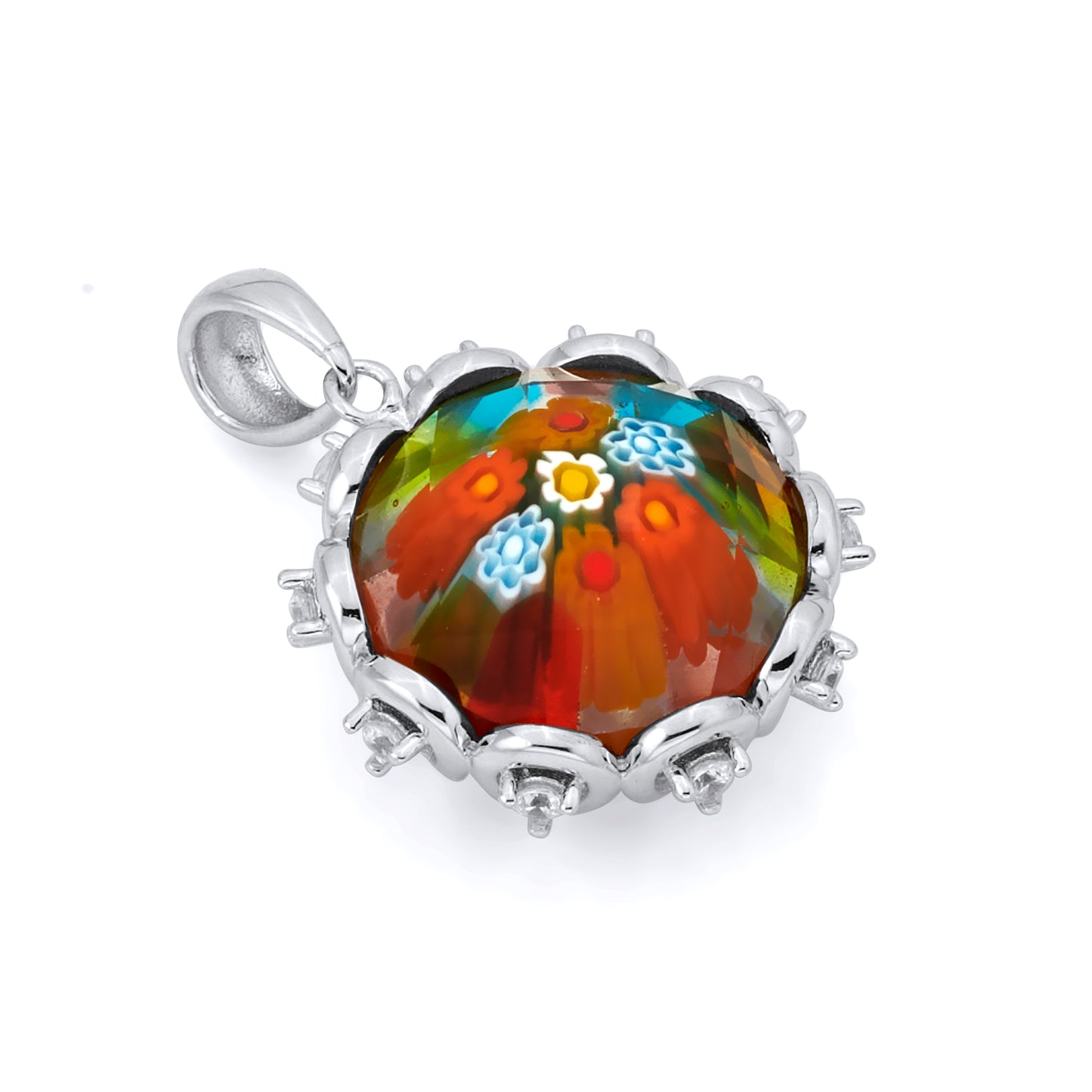 Millefiori Faceted Murano Glass Pendant