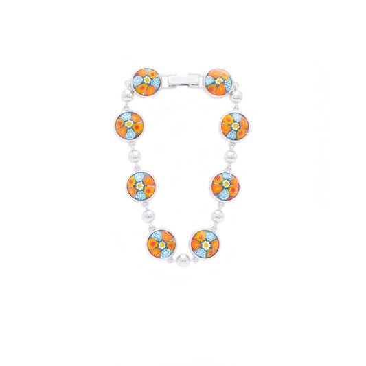 Millefiori Bezel Set Murano Round Glass Bracelet