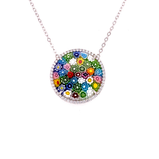 Millefiori Halo Round Necklace