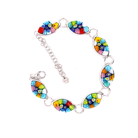 Millefiori Multicolor Bezel Tennis Bracelet