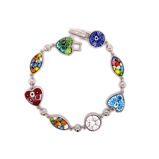 Murano Multicolor Heart/Marquise/Round Bracelet